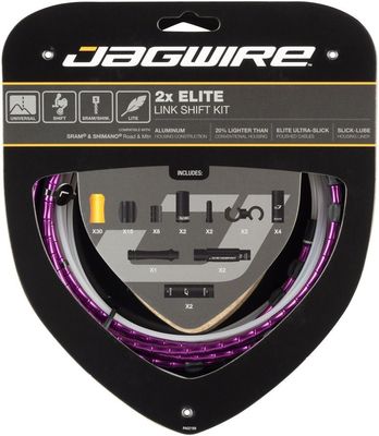 Jagwire zestaw przerzutkowy Road Elite Link 2x Shift fioletowy