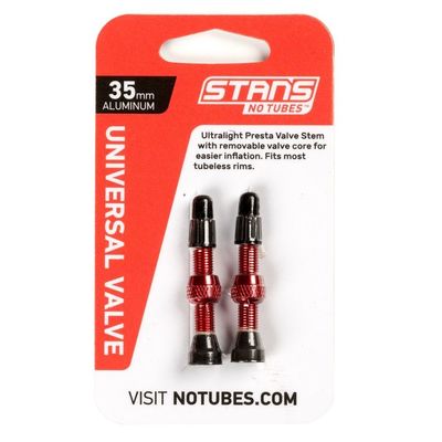 Stan’s NoTubes wentyle UNIVERSAL VALVE 35mm UST 2szt czerwone
